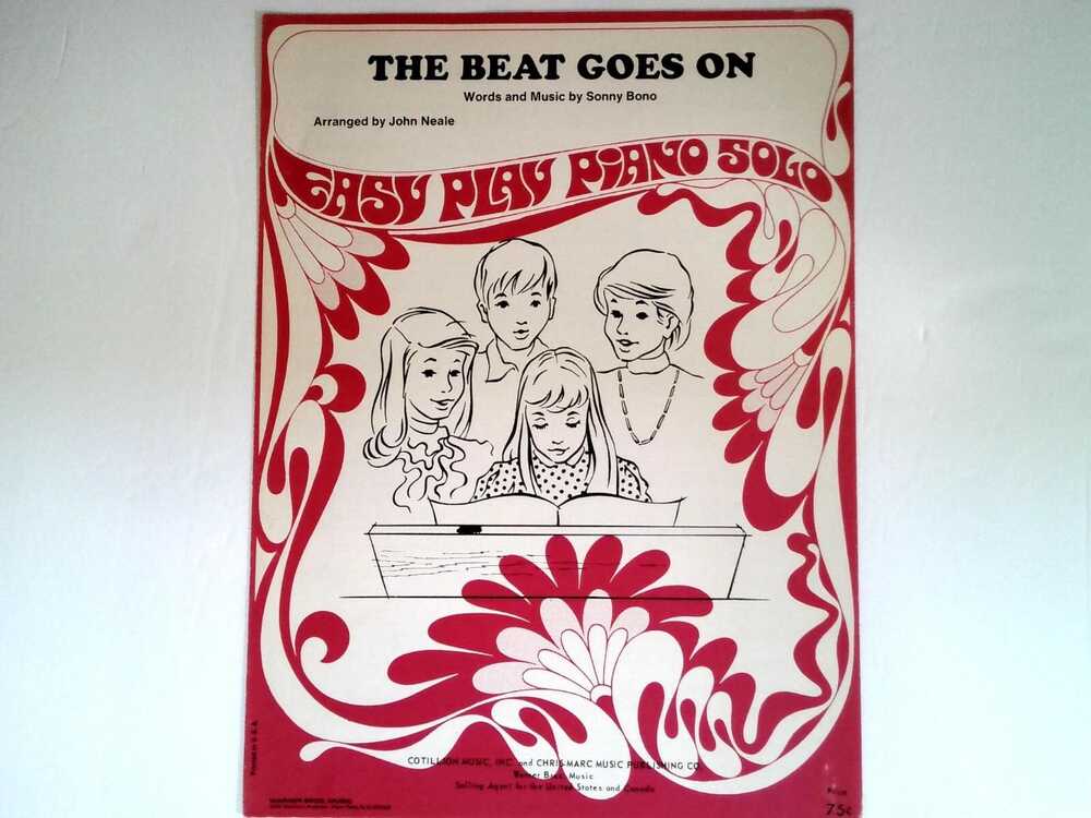 The Beat Goes On Sonny Bono Sheet Music 1967 Easy Play Piano Solo Vintage